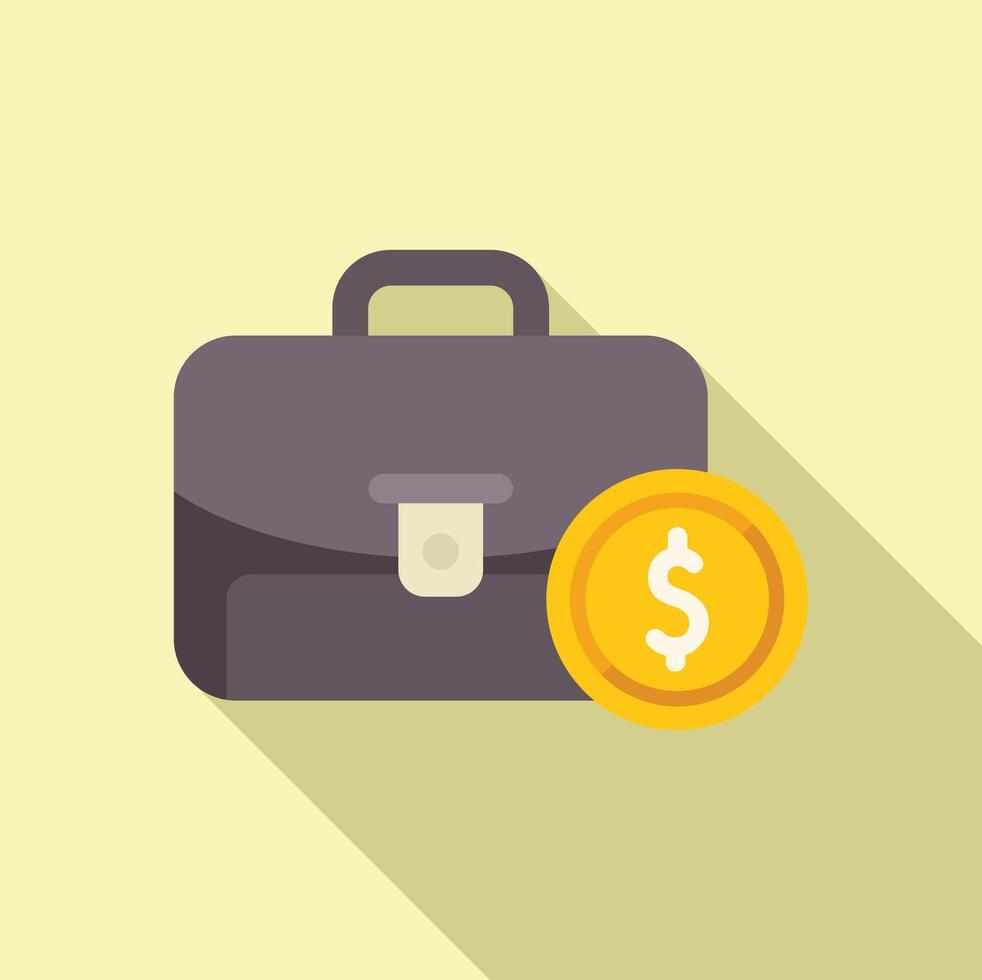 Collateral bag support icon flat . Loan money vector