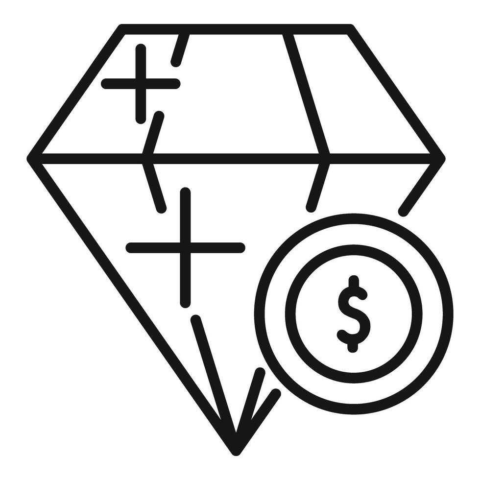 Diamond service support icon outline . Collateral credit vector