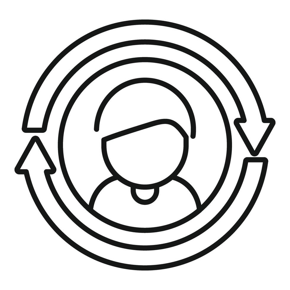 Change worker person icon outline . Profile job vector