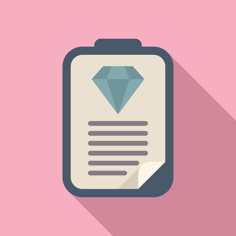 Diamond clipboard icon flat . Loan money tax vector