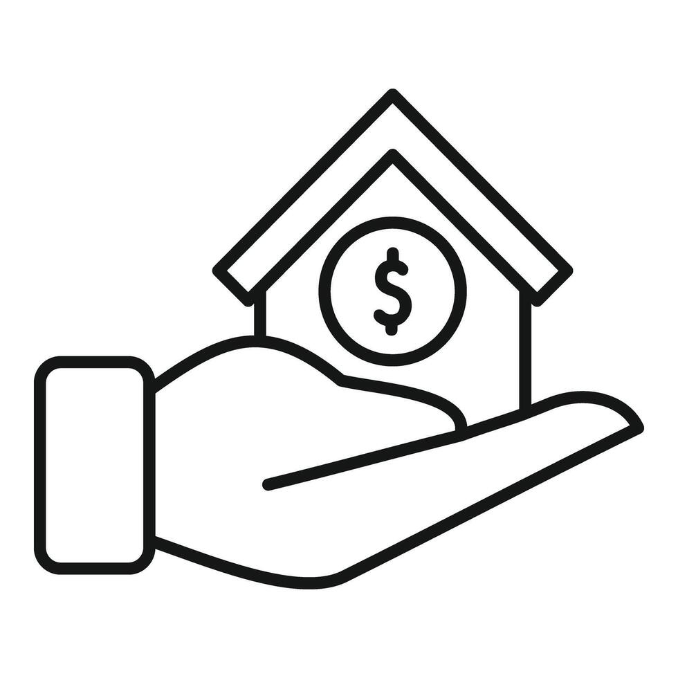 House finance support buy icon outline . Collateral credit vector