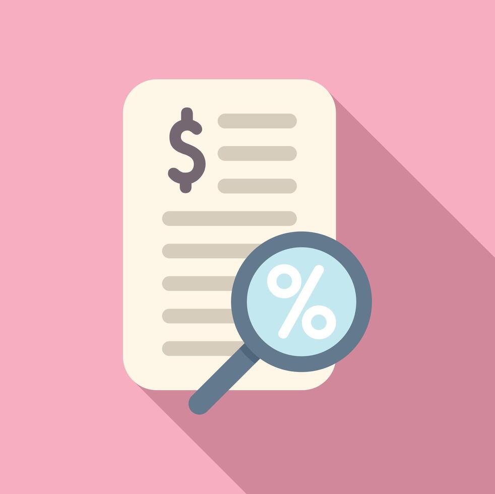 Percent money support icon flat . Paper document vector