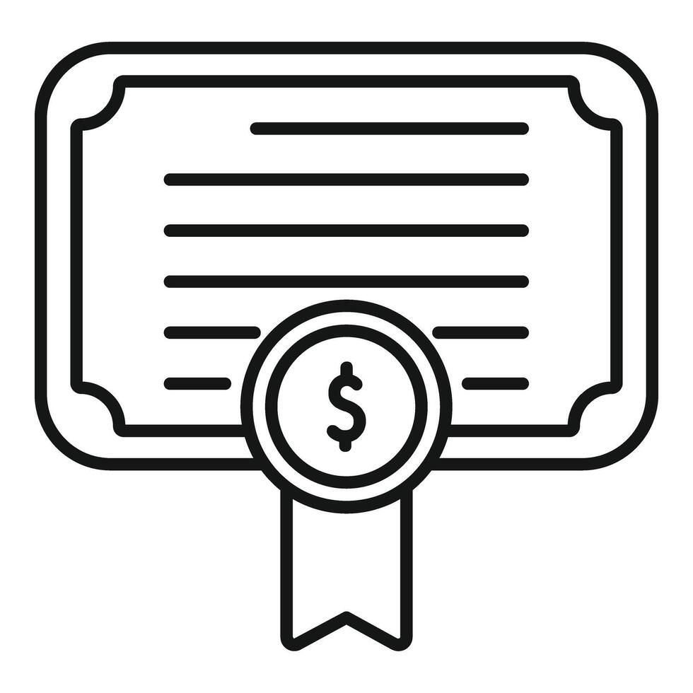 Collateral certificate icon outline . Finance credit help vector