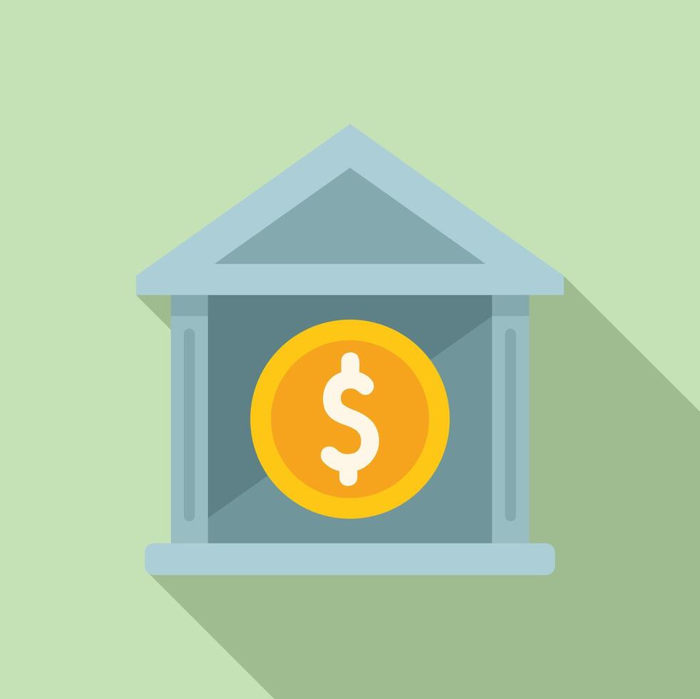 Bank building money credit icon flat . Support loan vector