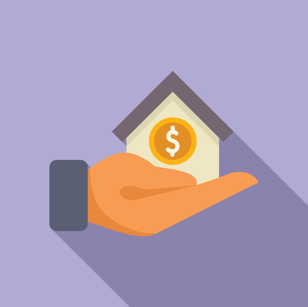 House finance support buy icon flat . Collateral credit vector