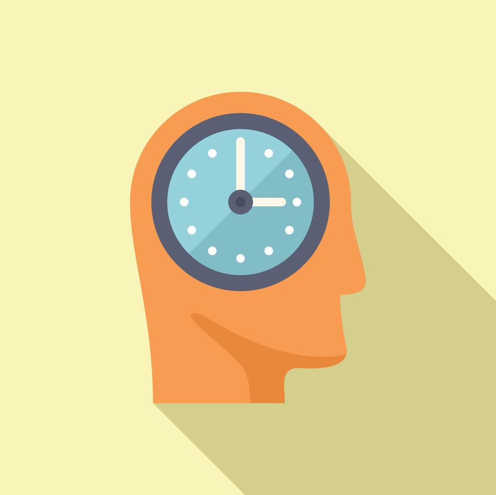 Duration human mind icon flat . Plan life timer vector