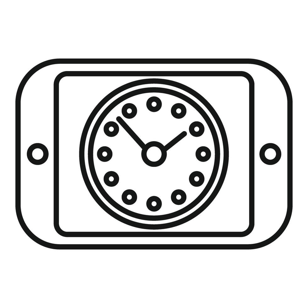 Smartphone clock duration icon outline . Plan period vector