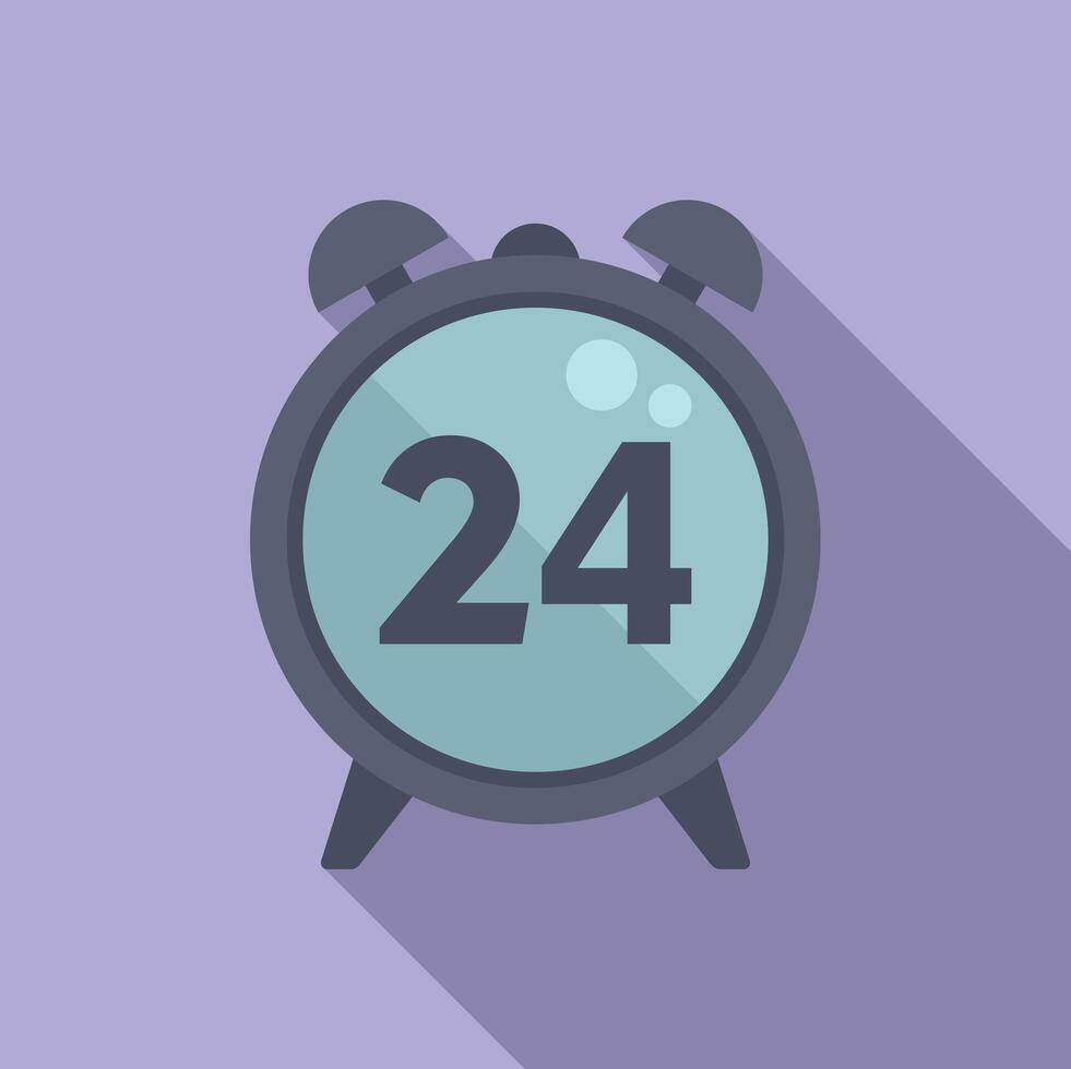 Duration of alarm clock icon flat . Deadline time vector
