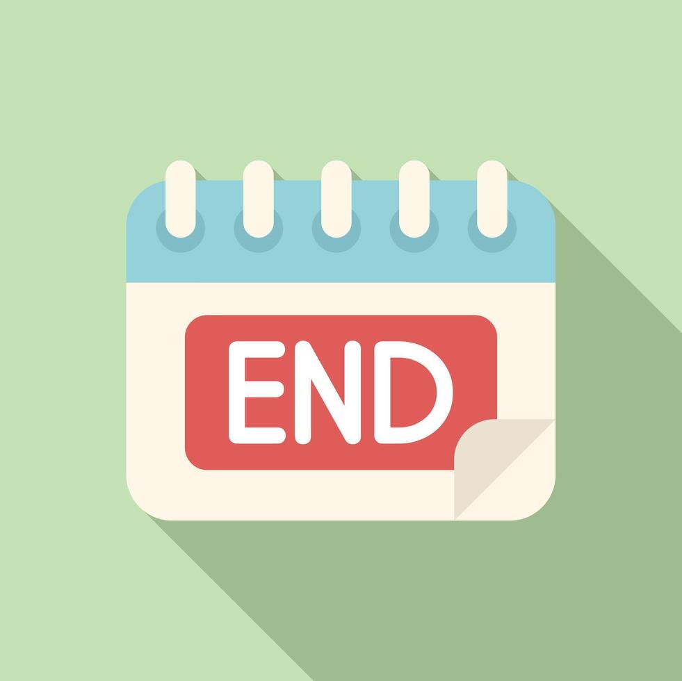 End calendar duration icon flat . Date life vector