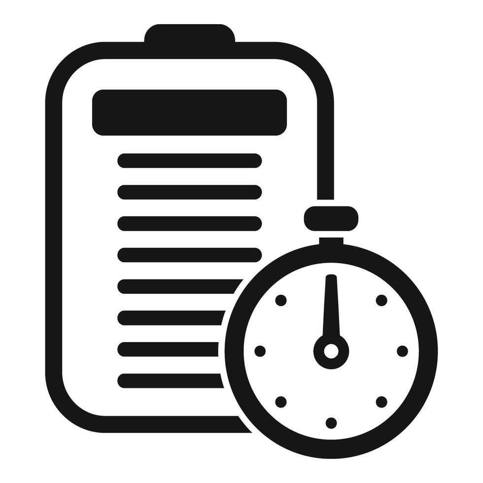 Duration stopwatch clipboard icon simple . Concept overtime vector