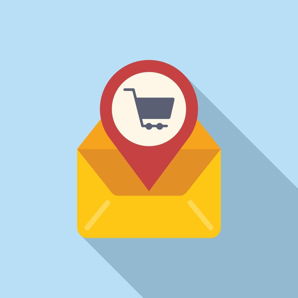 Store locator mail info icon flat . Geo retail vector