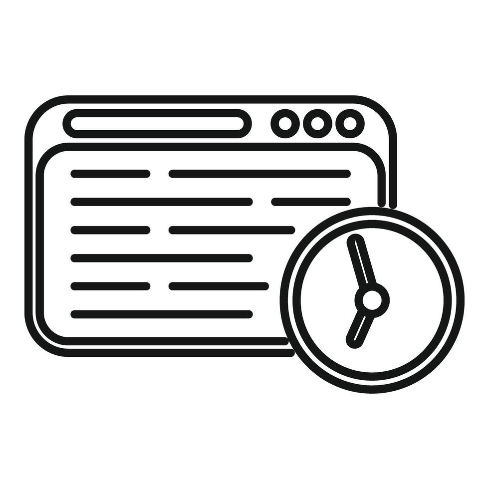 Web site duration work icon outline . Digital hour vector
