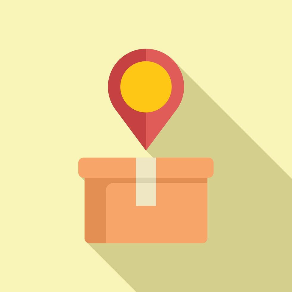 Store locator parcel icon flat . Target badge vector