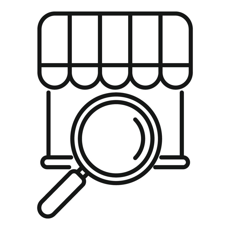 Search shop magnifier icon outline . Online locator app vector