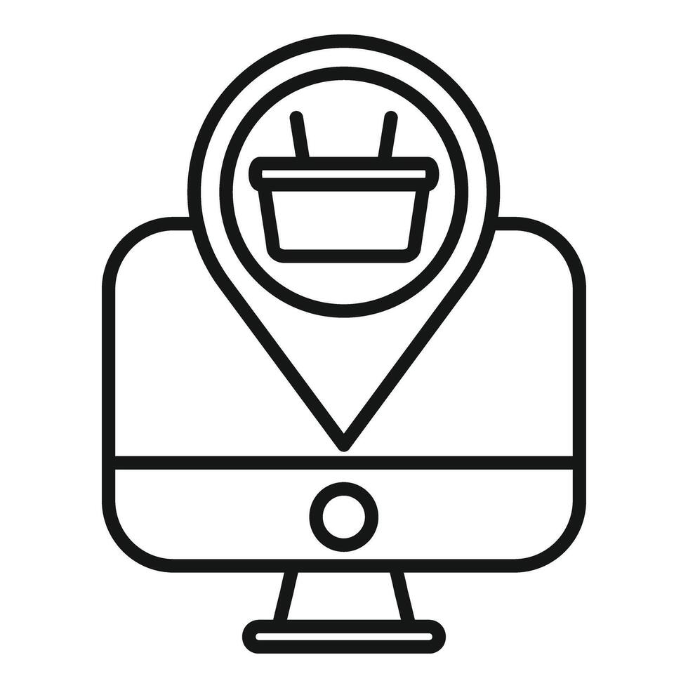 Mark store online icon outline . Computer app vector
