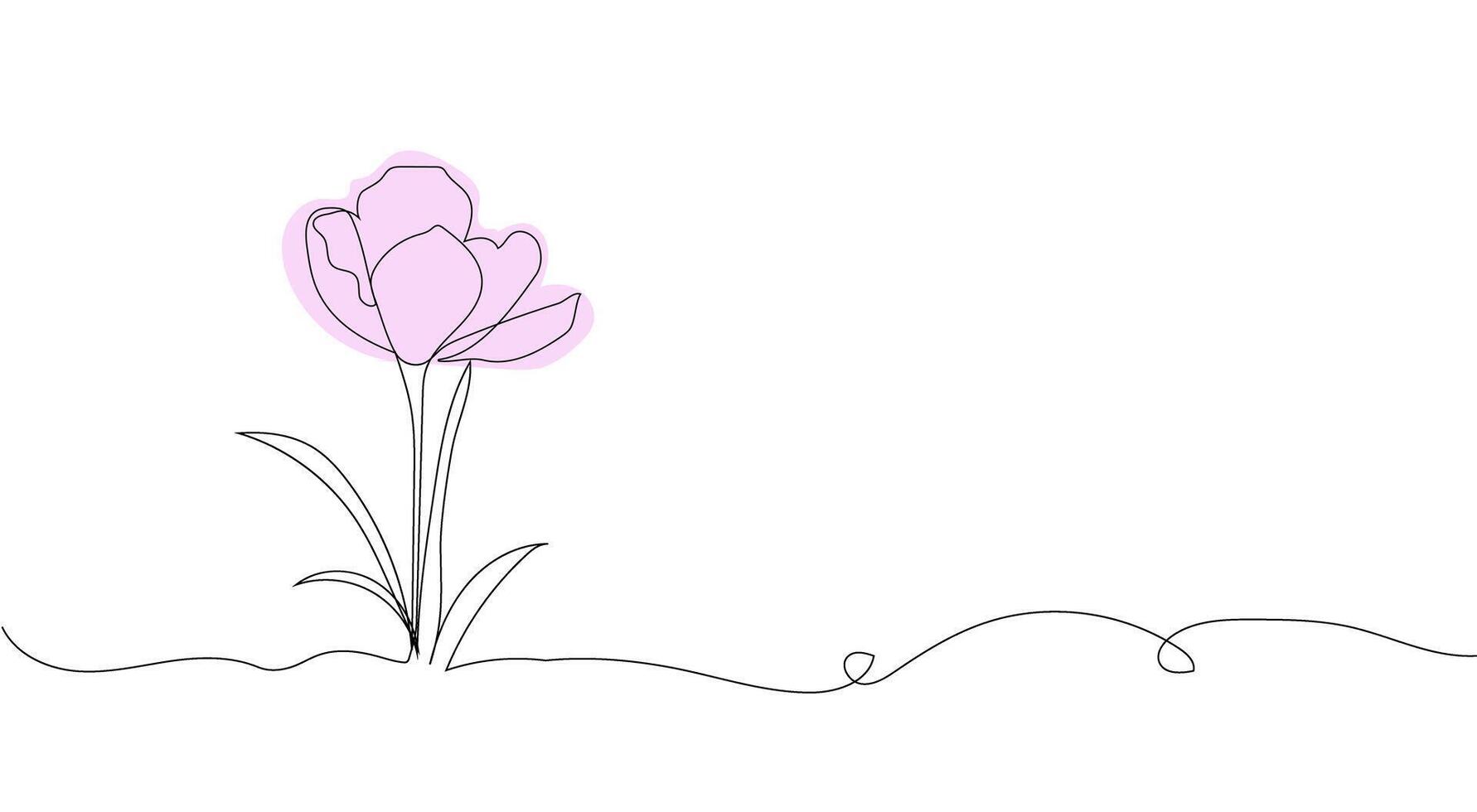 saffron flower line art. Hand drawing. For background, card, invitation, print and other design vector