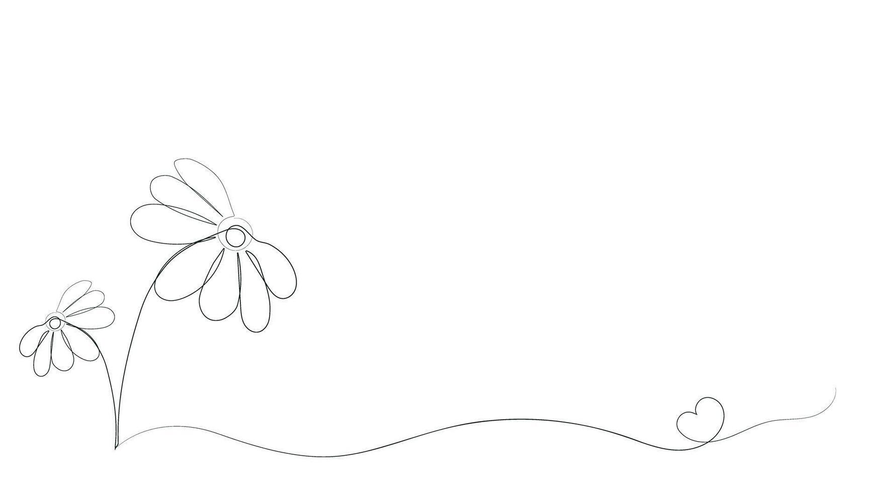 Abstract floral background. Flowers in the style of line art, one continuous line. Hand drawing. Minimalist style for your design, stories, print, etc. Hand drawing. vector