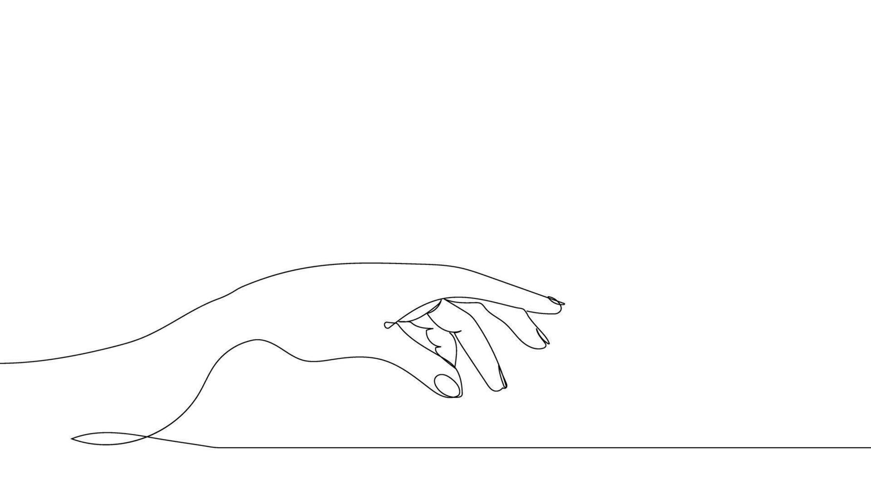 Outstretched hand.Style One continuous line drawing. Symbol, banner, background, logo, for printing. vector