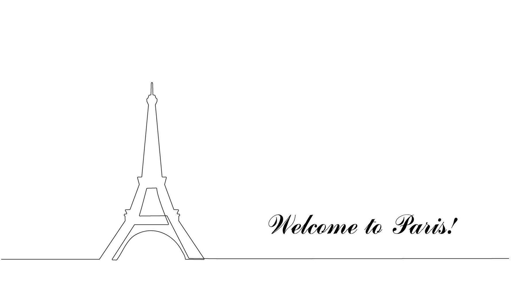 The Eiffel Tower in Paris. One continuous line. Hand drawing. French landmarks and city architecture in a simple linear style. You can edit the strokes. vector
