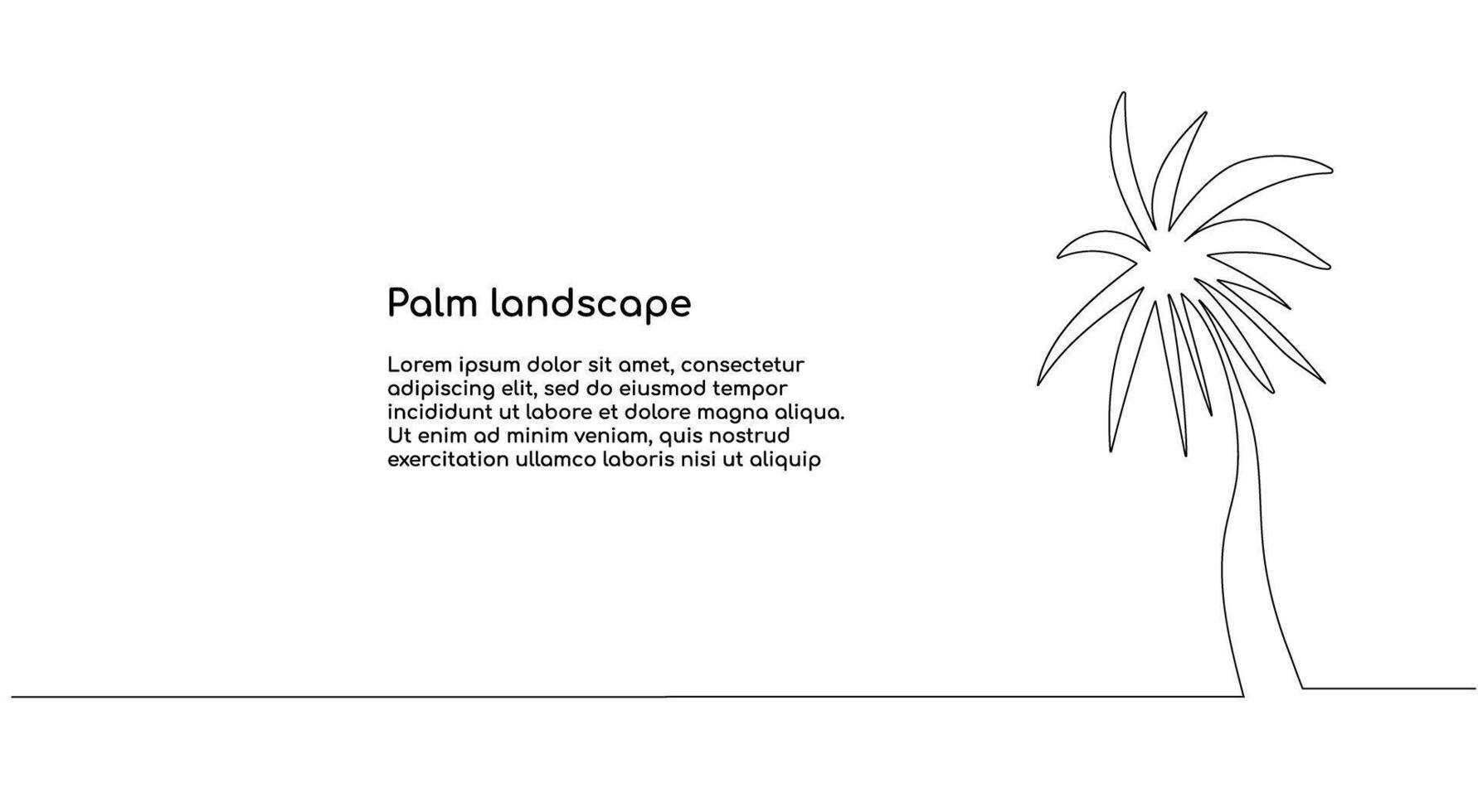 Palm trees, palm landscape. Hand drawing one solid line. . vector