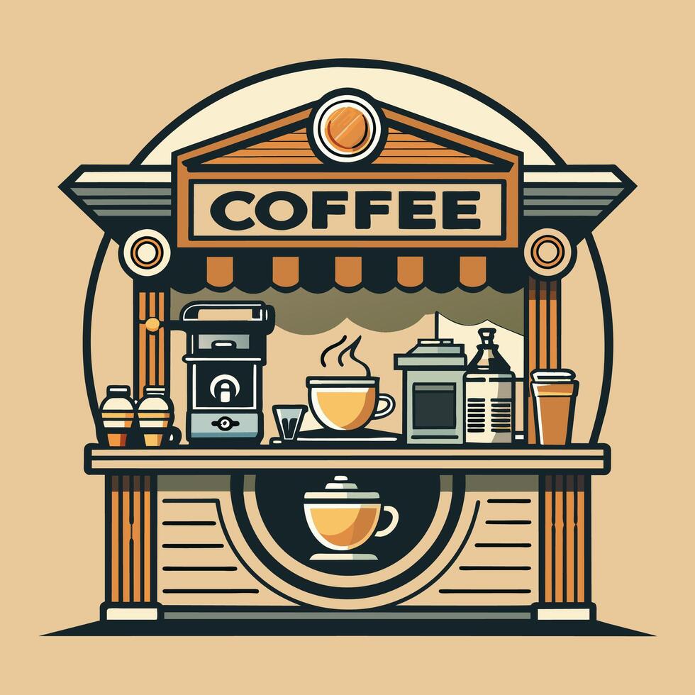 Logo Vintage Coffee shop flat ilustraion emblem design for your logo community vector