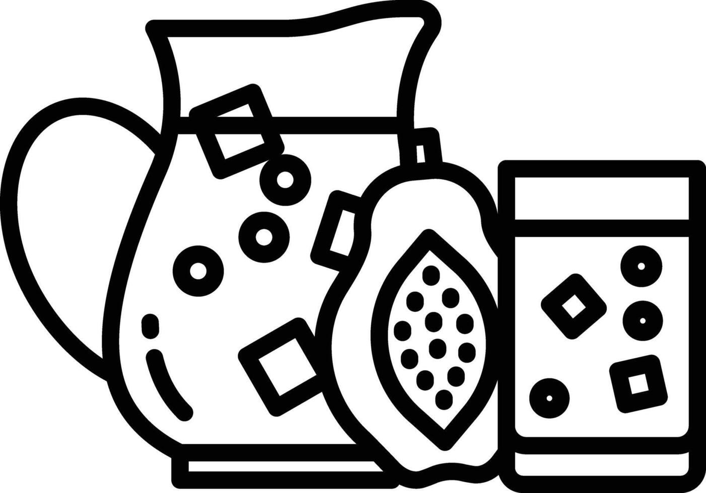 Papaya slice outline illustration vector