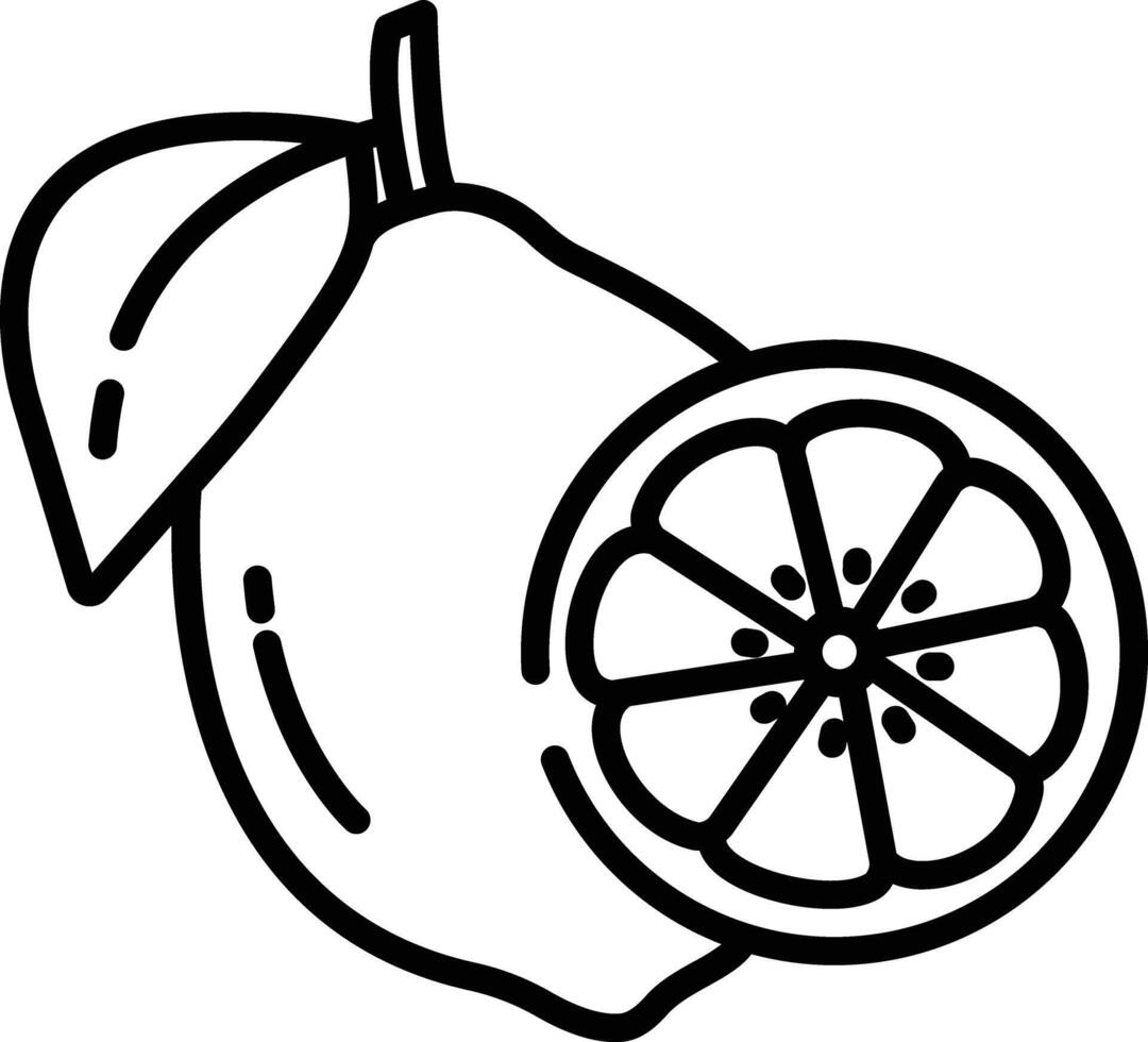 Lemon slice outline illustration vector