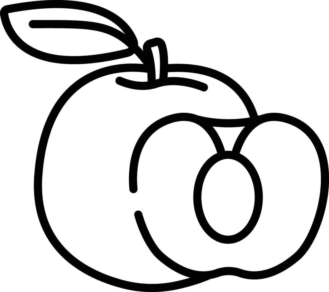 Peach slice outline illustration vector