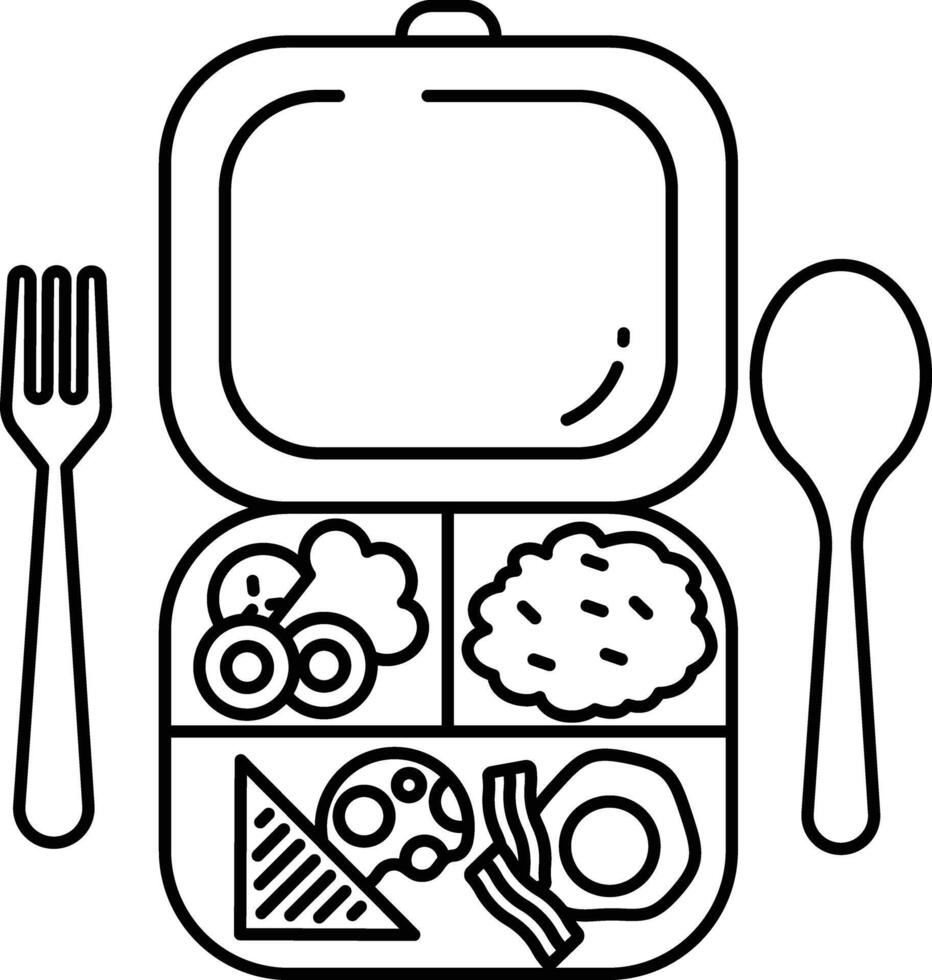 Lunch box outline illustration vector