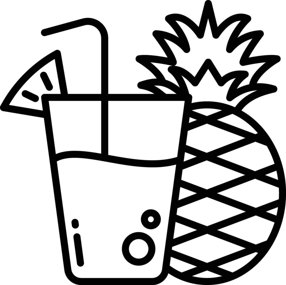 Pineapple Juice outline illustration vector