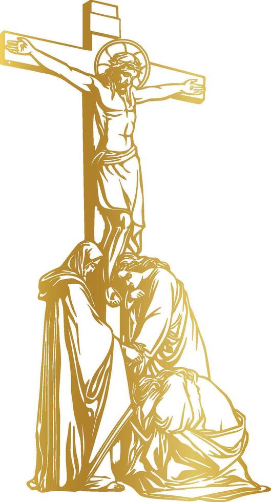 jesus on the cross with women vector