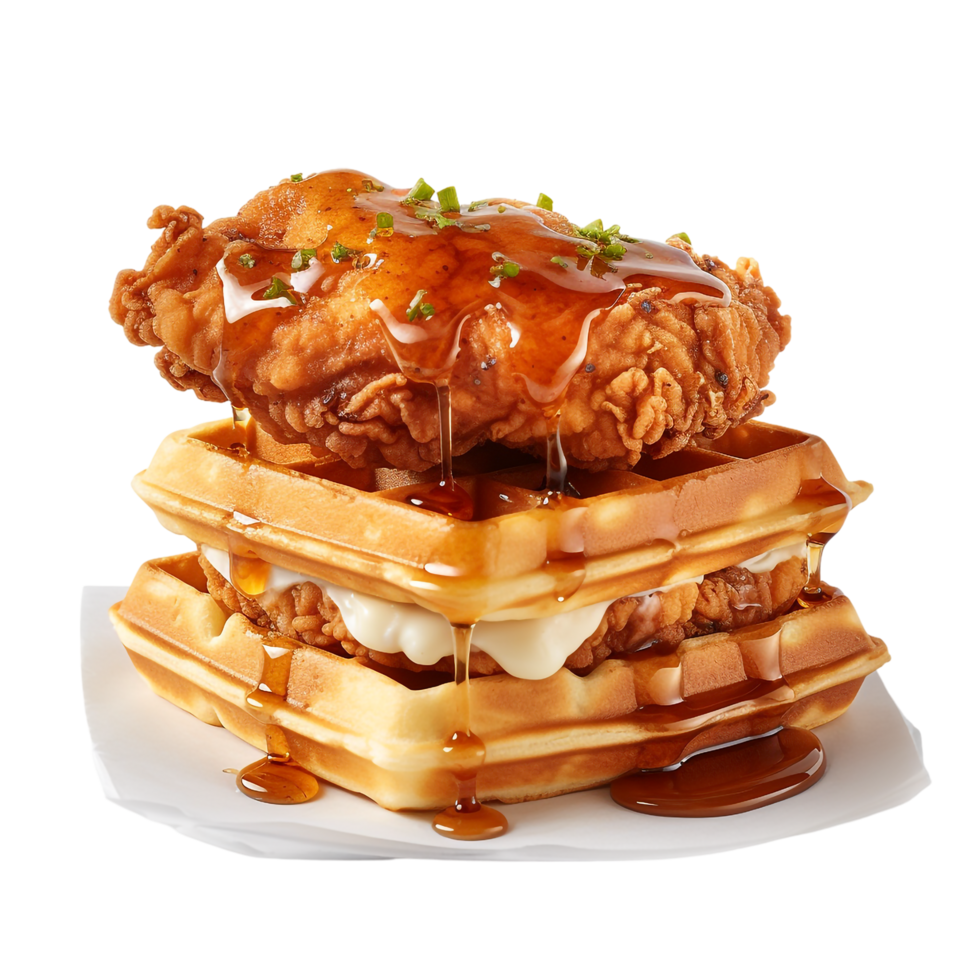 Chicken and Waffles against transparent background png