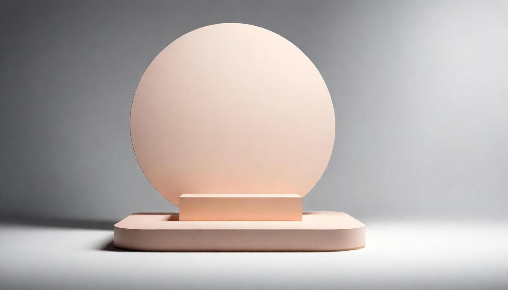 Beige pedestal product display background, 3D illustration, presents a blank scene for product placement. photo
