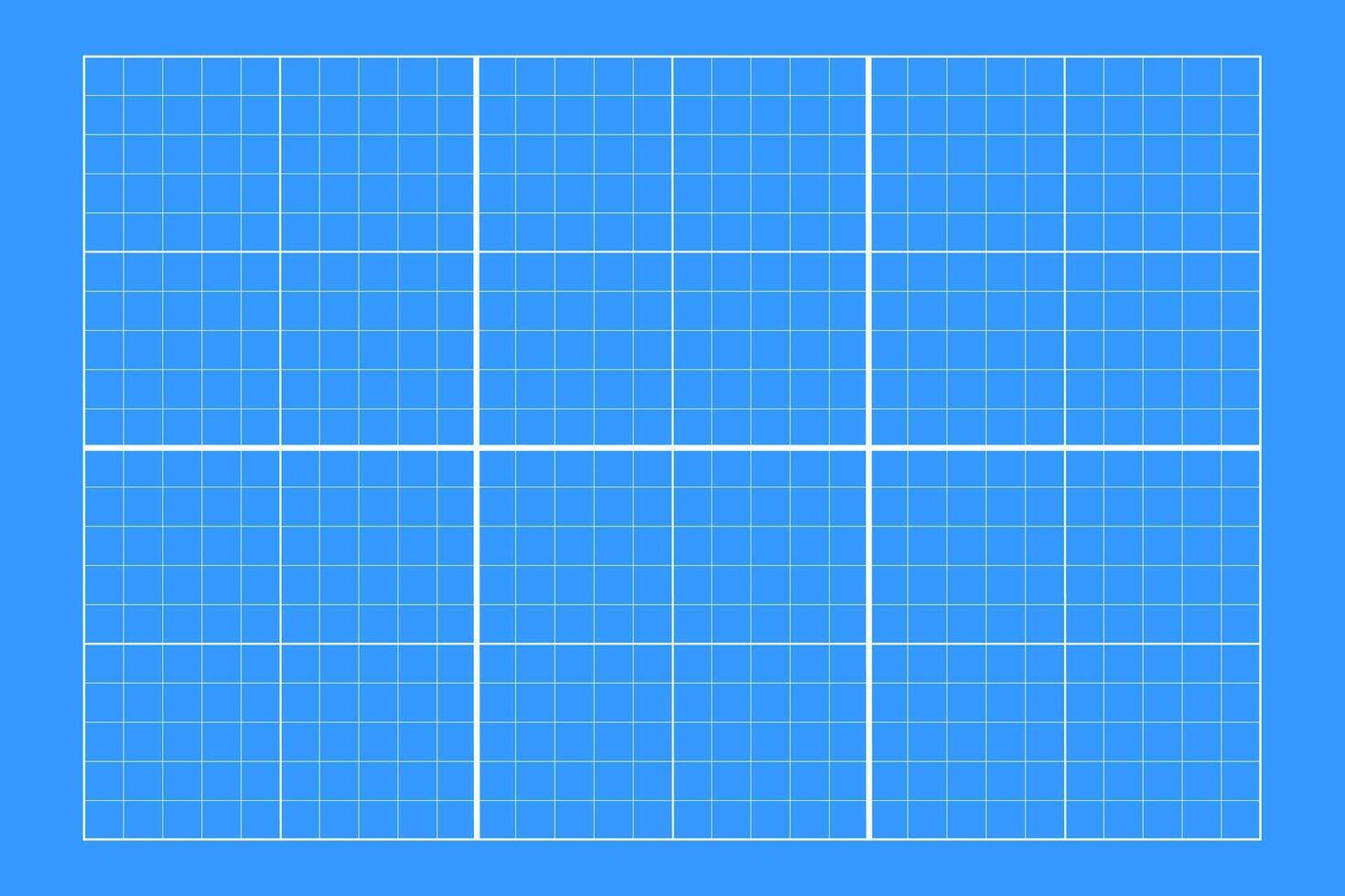 White grid on blue background. Blueprint design. Checkered blank template for cutting mat, mechanics scheme, drawing, drafting, plotting, engineering or architecting measuring. vector
