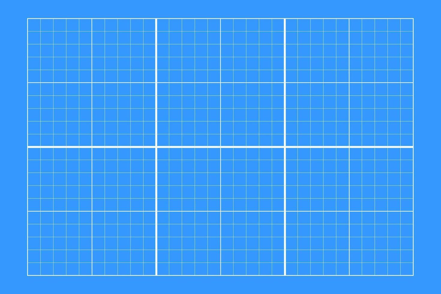 White grid on blue background. Blueprint design. Checkered blank template for cutting mat, mechanics scheme, drawing, drafting, plotting, engineering or architecting measuring. vector