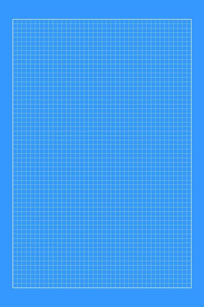 Blueprint template. White grid on blue background. Checkered worksheet for office work, mechanics scheme, memos, drawing, drafting, plotting, engineering or architecting measuring. vector