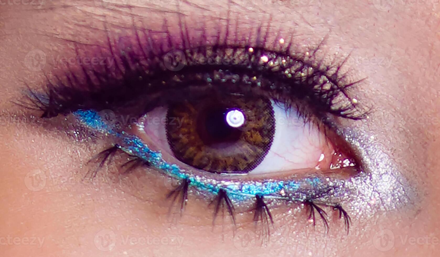 Close up image of healthy human eyes with eyelashes photo