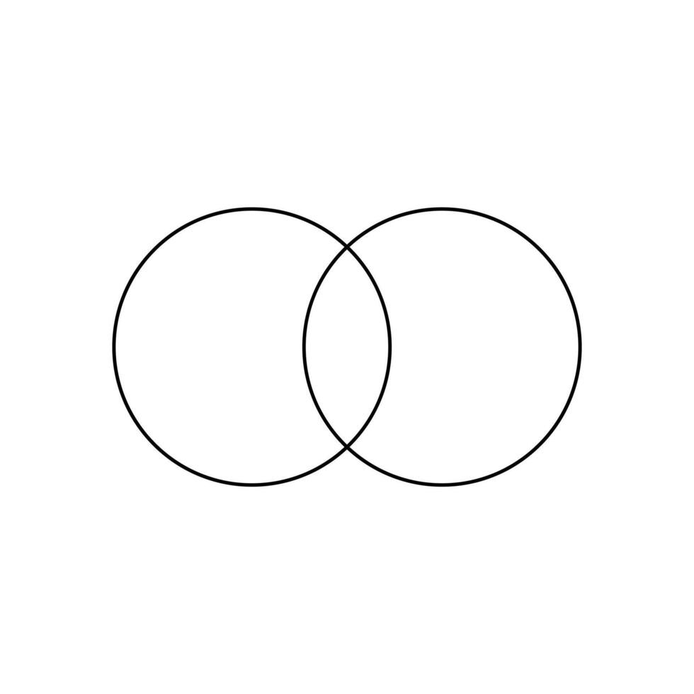 otline venn diagrama con 2 superpuesto círculos matemático o lógico relación Entre diferente grupos de cosas. modelo para analítica esquema aislado en blanco antecedentes. vector