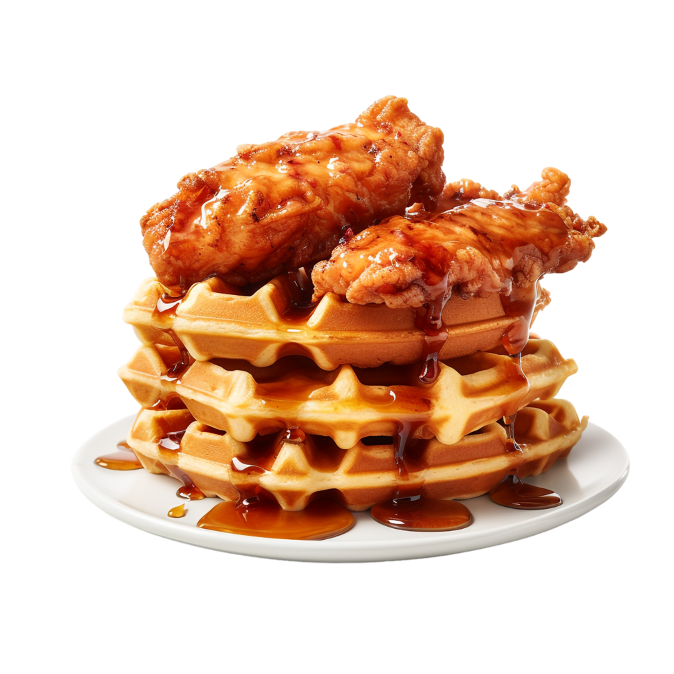 Chicken and Waffles against transparent background png