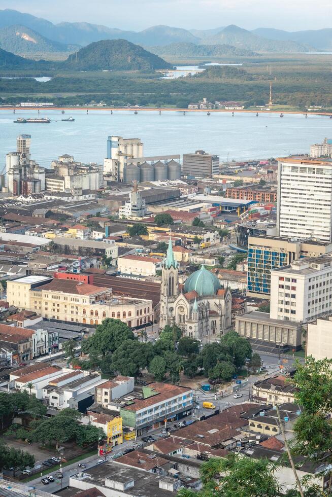 View from the north part and the harbours of Santos, SP Brazil. April 3 2024. photo