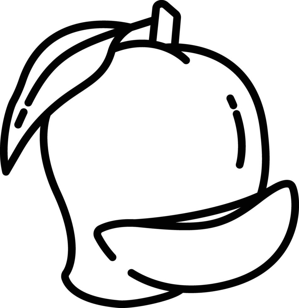 Mango slice outline illustration vector