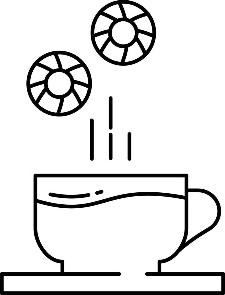 Tea and biscuits outline illustration vector