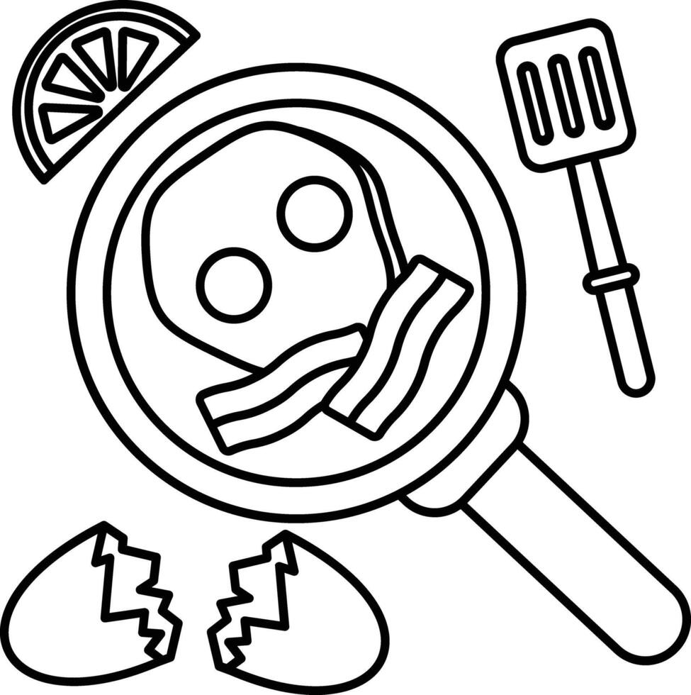 Egg omelette outline illustration vector