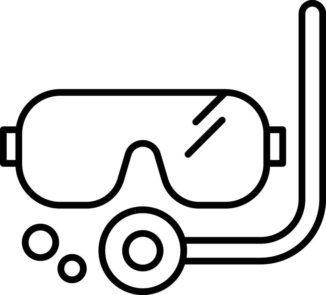 snorkeling mask outline illustration vector