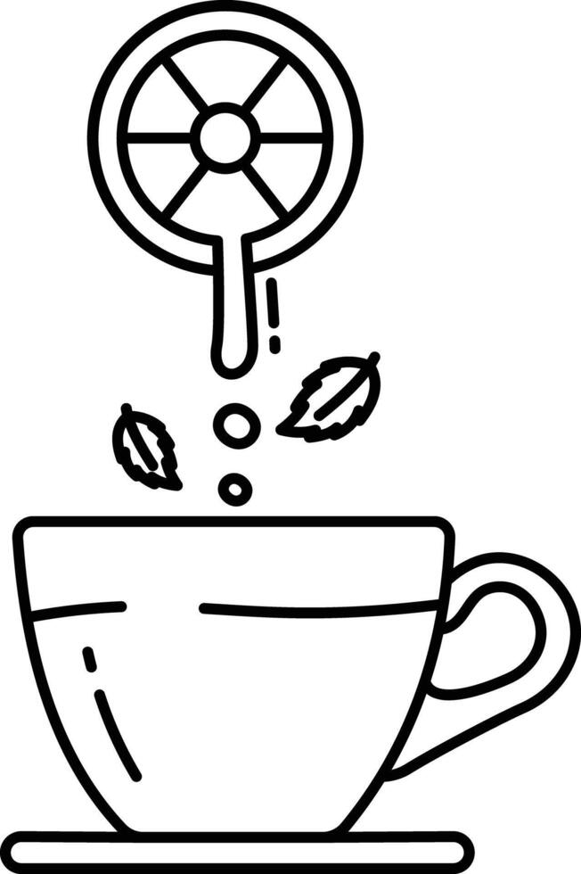 lemon tea outline illustration vector