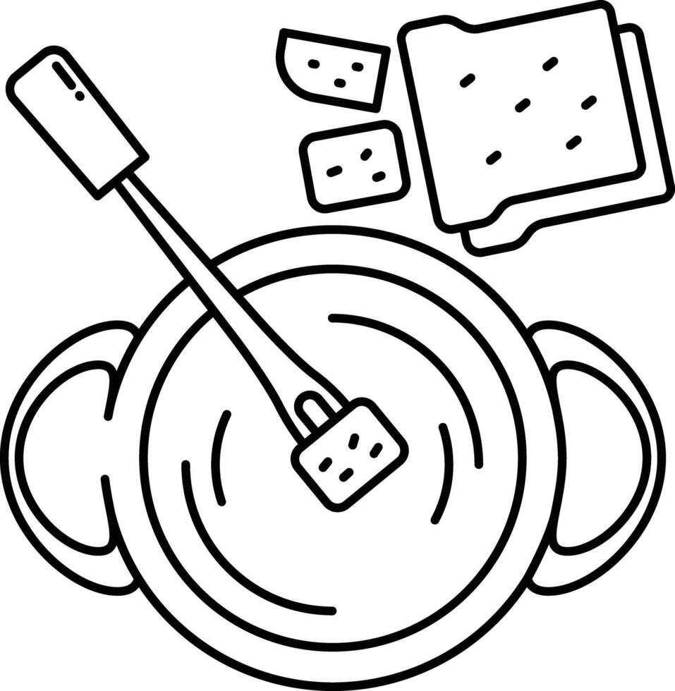 Cheese Fondue outline illustration vector