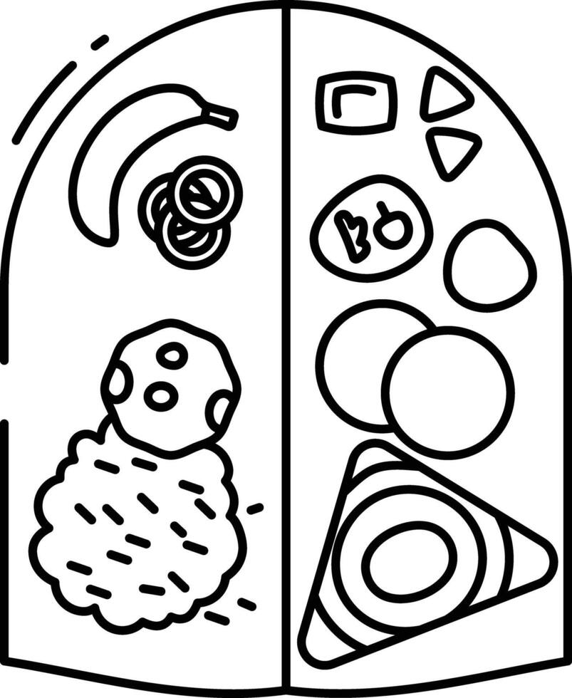 Indian Thali outline illustration vector