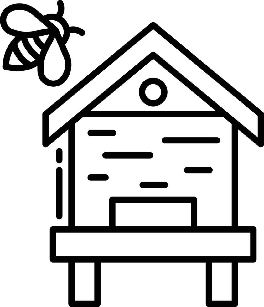 wood bee hive outline illustration vector