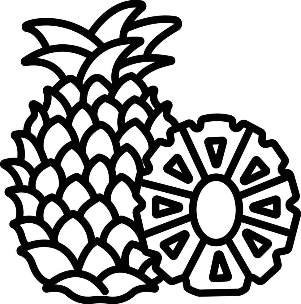 Pineapple cut outline illustration vector