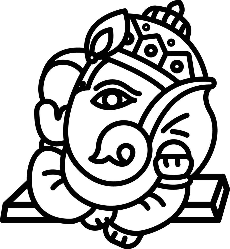 señor ganesha contorno ilustración vector